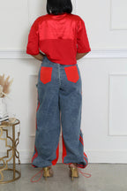 Striped Denim Jogger Pants Lavish Daily