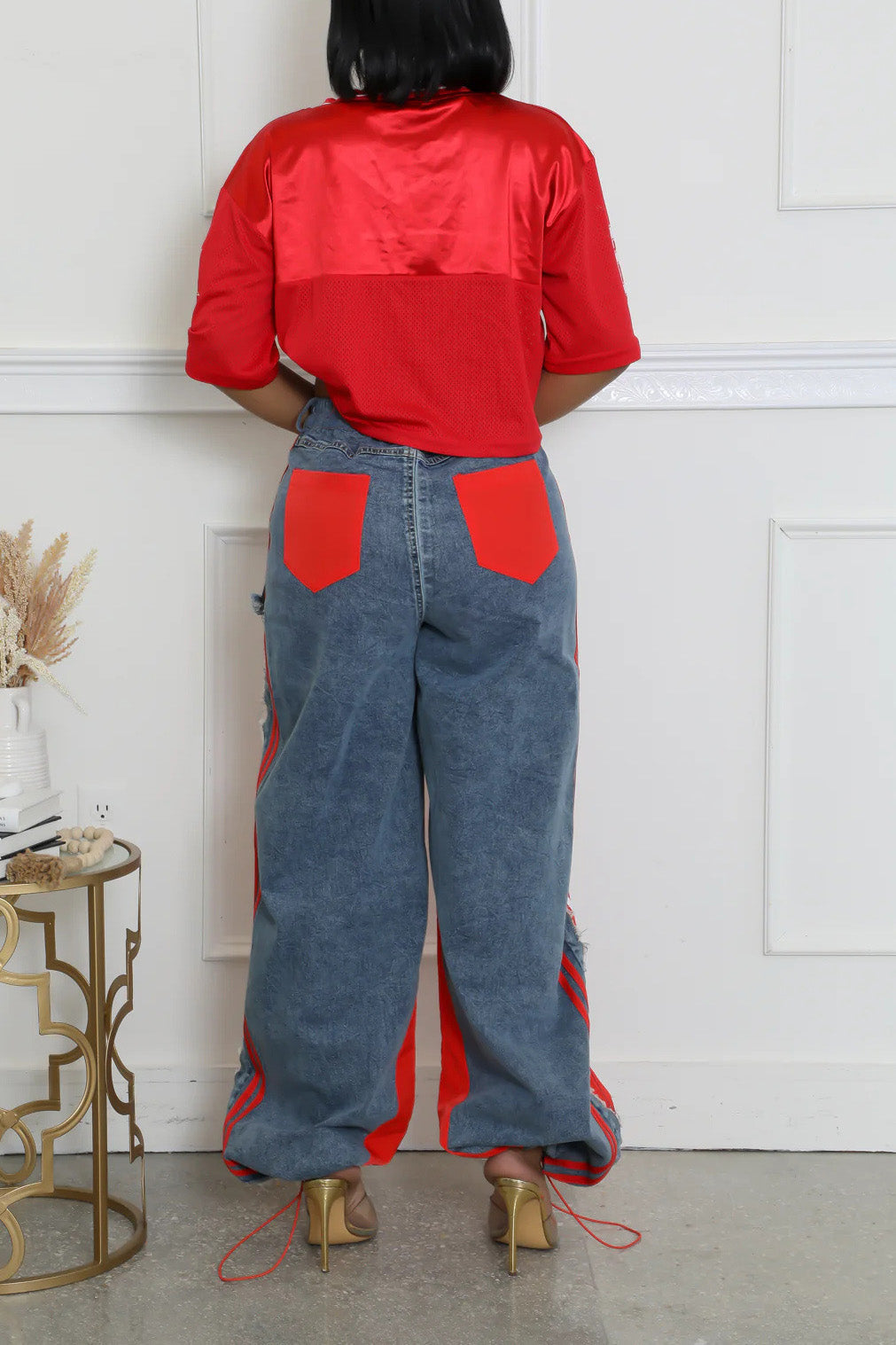 Striped Denim Jogger Pants Lavish Daily