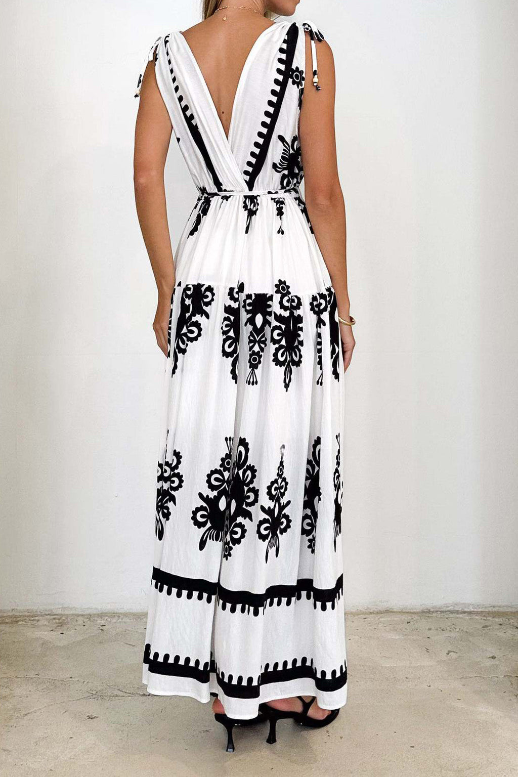 Bohemian Floral Print V-Neck Maxi Dress Lavish Daily