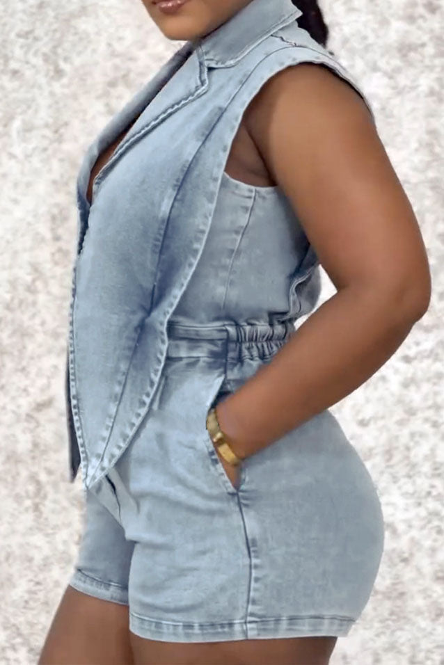 Denim Romper Lavish Daily