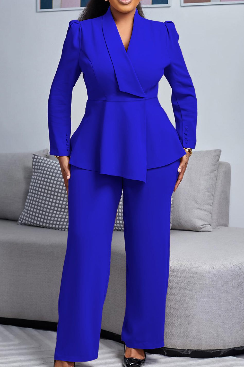 Lapel Blazer & Pants Set Lavish Daily