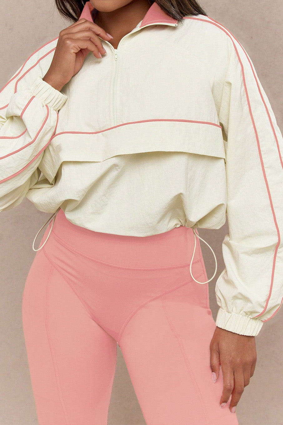 Drawstring Waist Nylon Top & Yoga Pants Activewear Set Lavish Daily