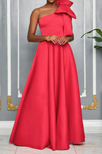 Single Shoulder Bow Detail Maxi Dress Lavish Daily