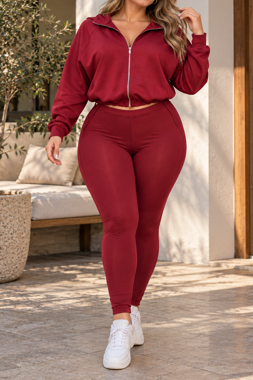 Zip Hoodie High Waist Leggings Set Lavish Daily