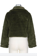 Faux Leather Lapel Short Jacket Lavish Daily