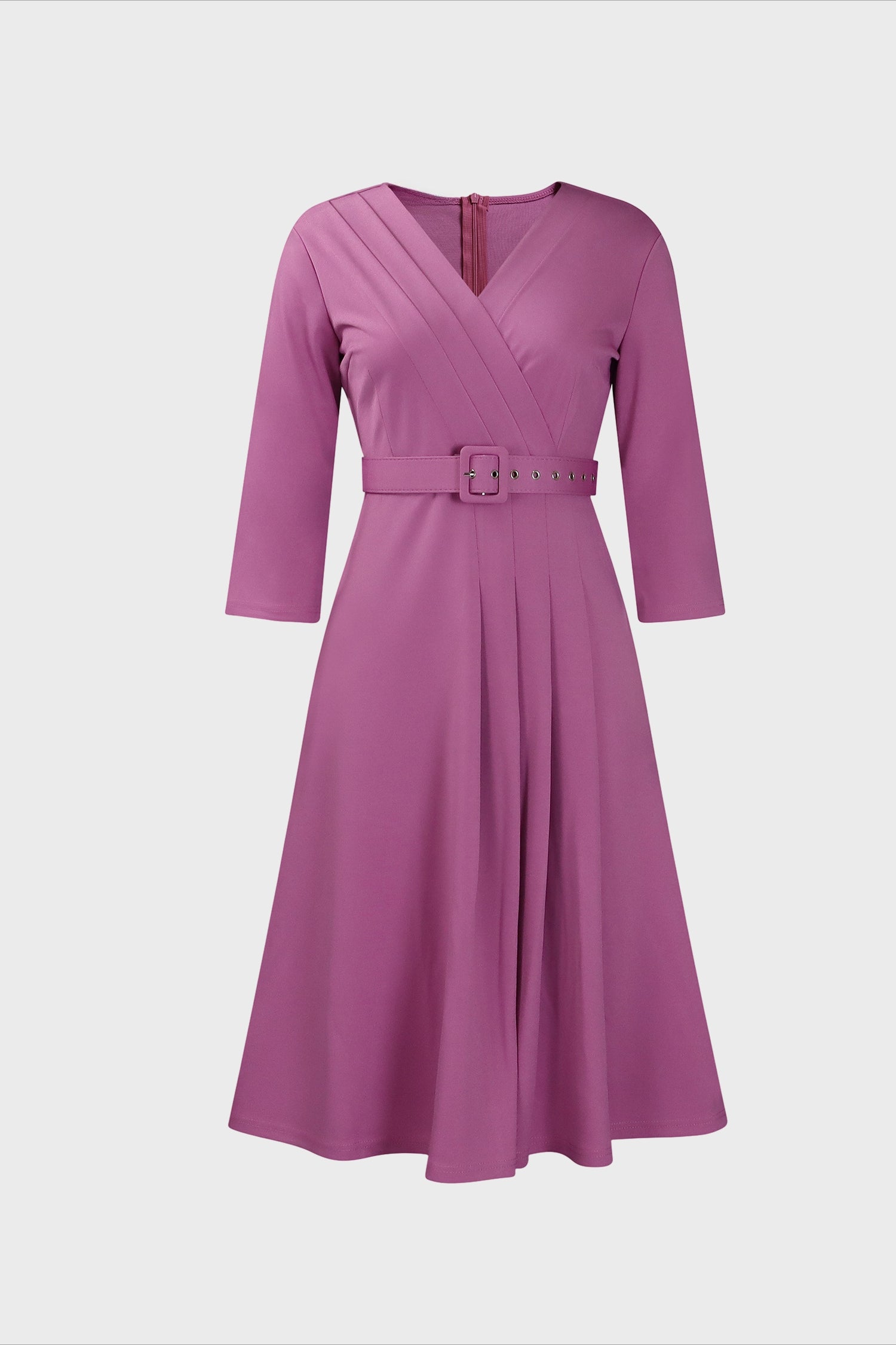 V-Neck Wrinkled Midi Dress Lavish Daily