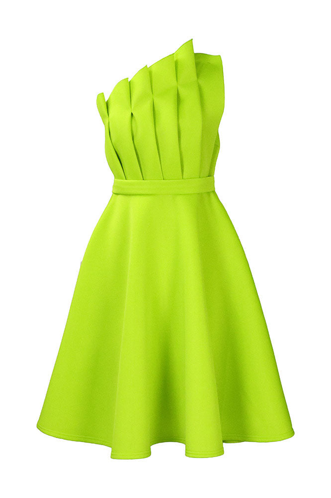 Pleated Asymmetric Cut Long Dress Lavish Daily