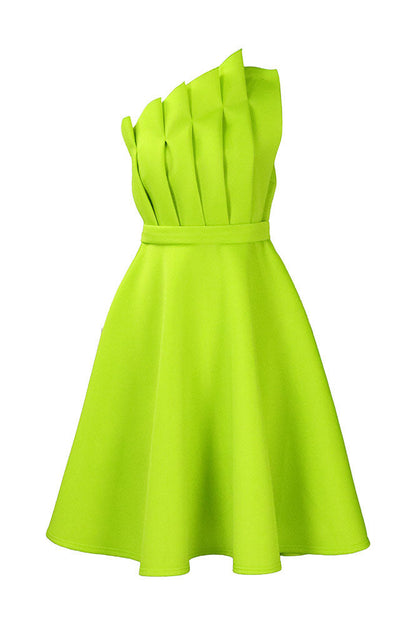Pleated Asymmetric Cut Long Dress Lavish Daily