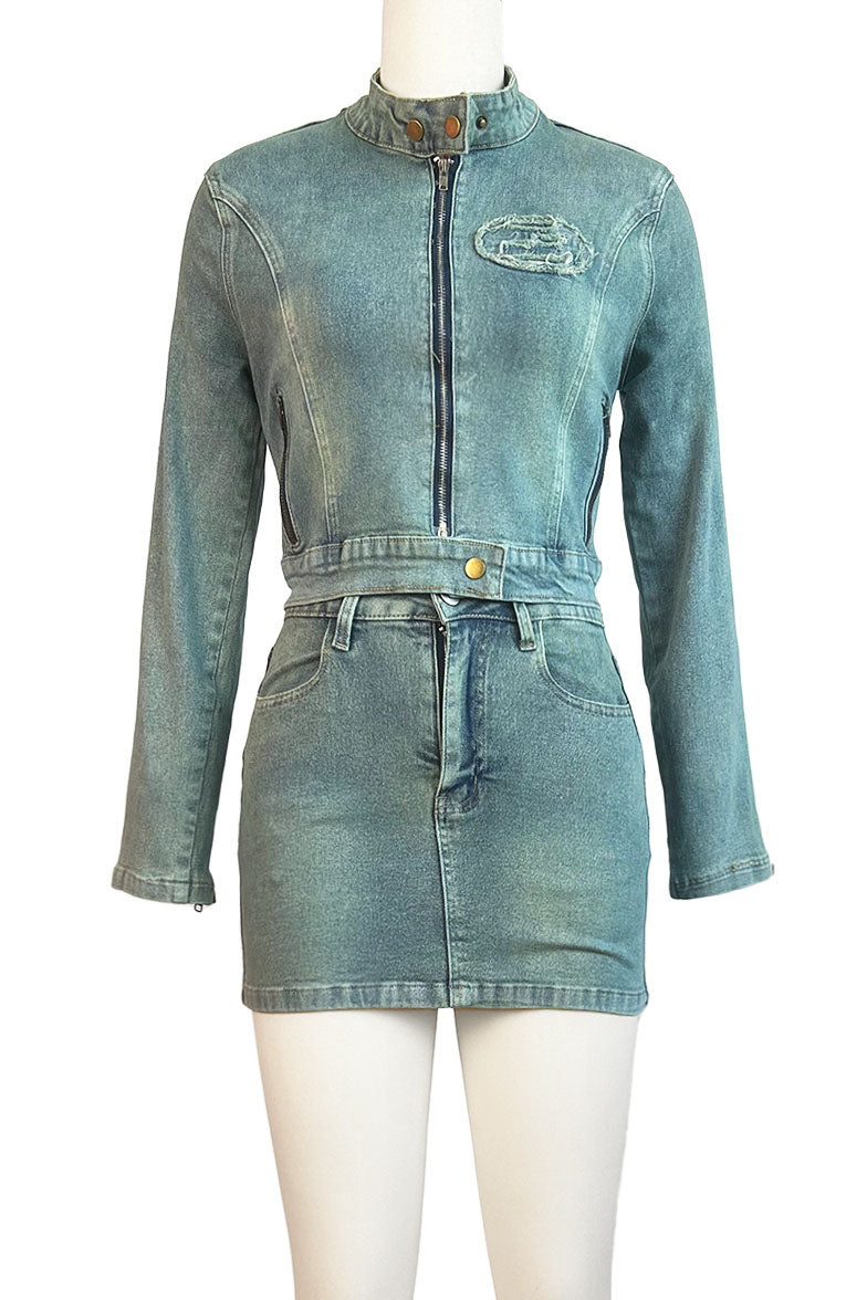 Vintage Wash Patch Denim Jacket Lavish Daily