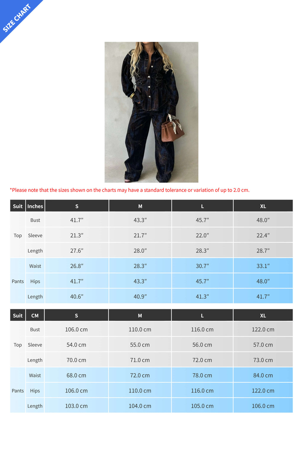 Printed Contrast Denim Jacket & Pants Set Lavish Daily