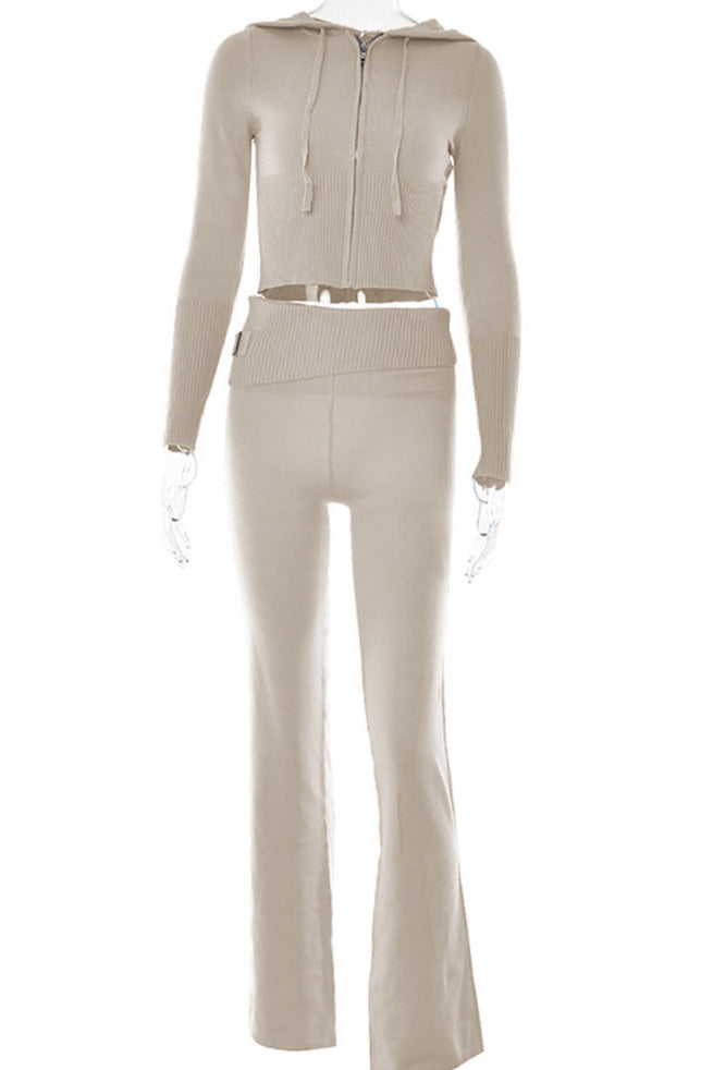 Knitted 2-Piece Tracksuit with Long Sleeve Hoodie Lavish Daily