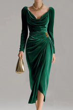 V Neck Midi Sheath Dress Lavish Daily