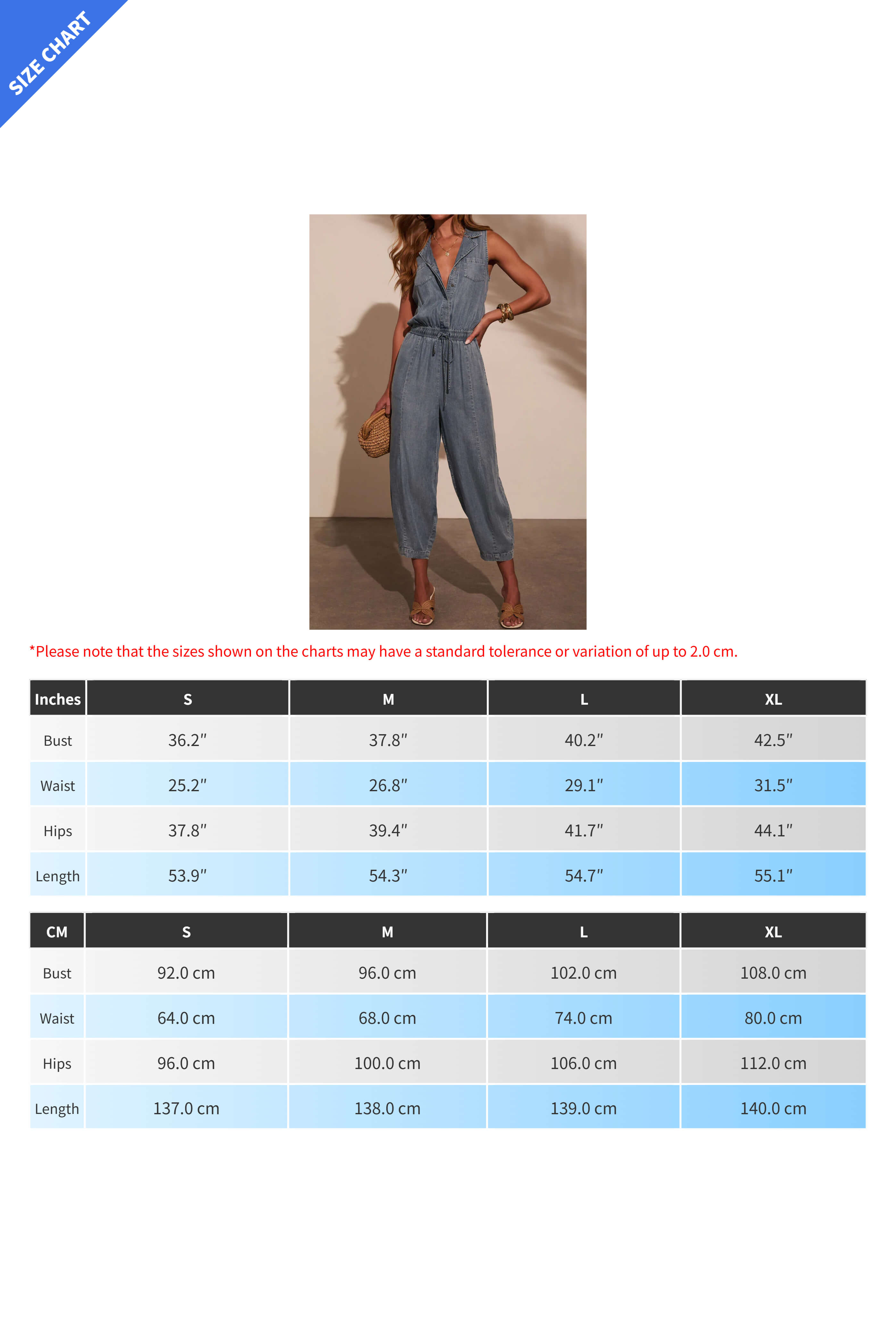 Sleeveless Drawstring Waist Washed Denim Jumpsuit Lavish Daily