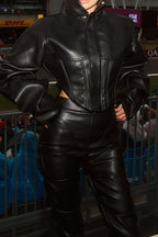 Cropped Faux Leather Jacket Lavish Daily