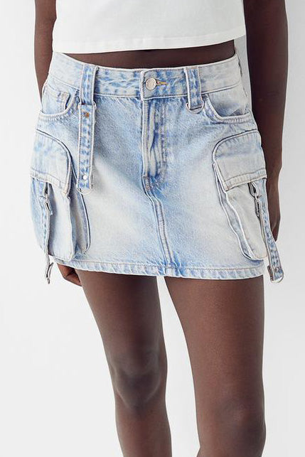 Low Rise Denim Mini Skirt Lavish Daily