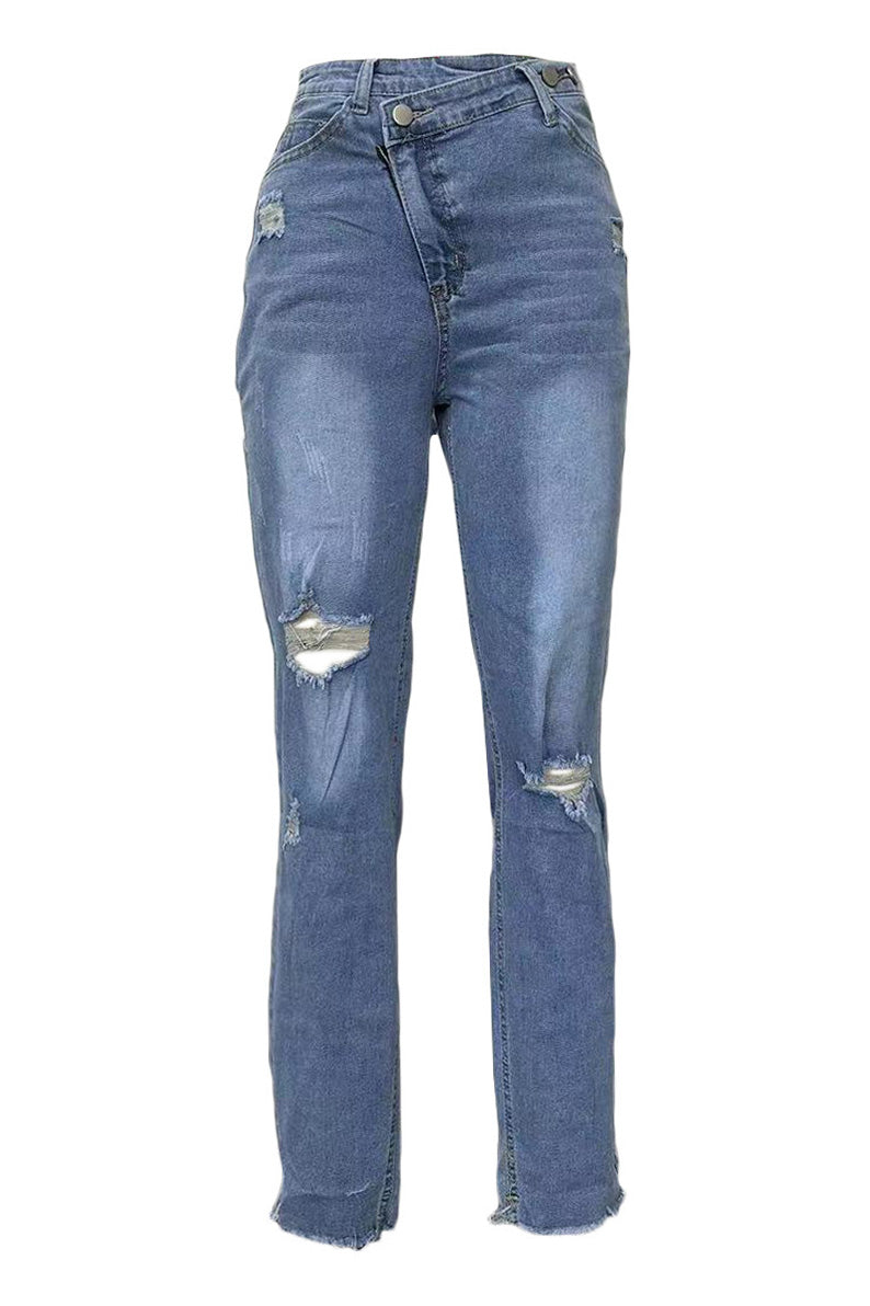 Distressed High Waist Jeans Lavish Daily