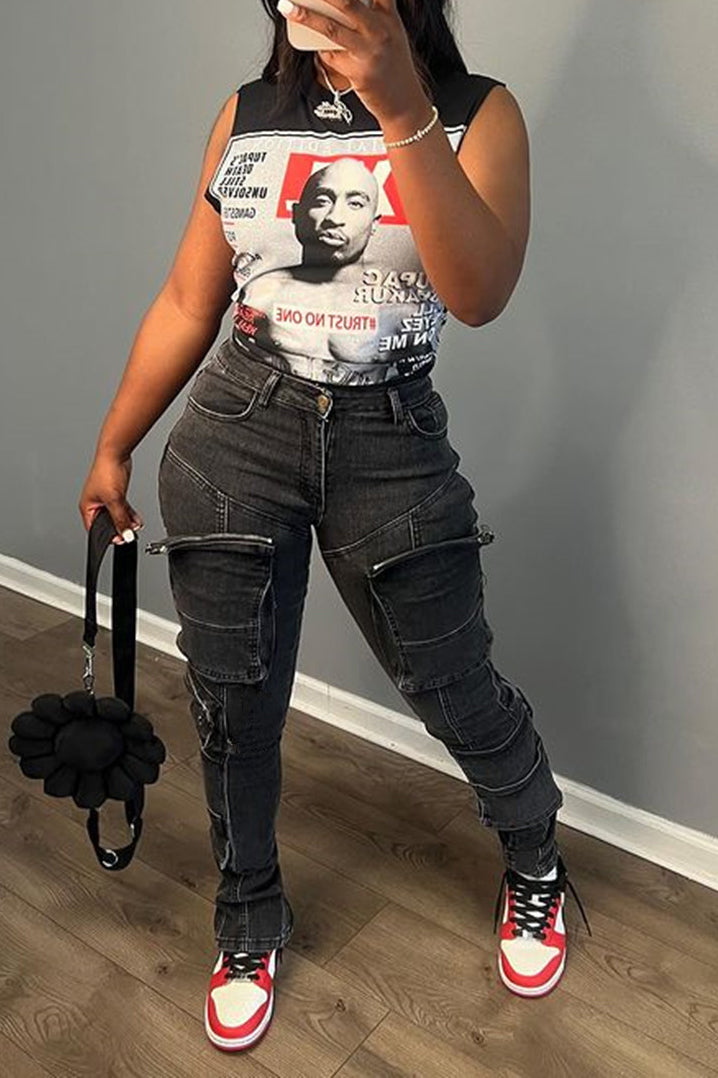 Patch-Pockets Skinny Jeans Lavish Daily