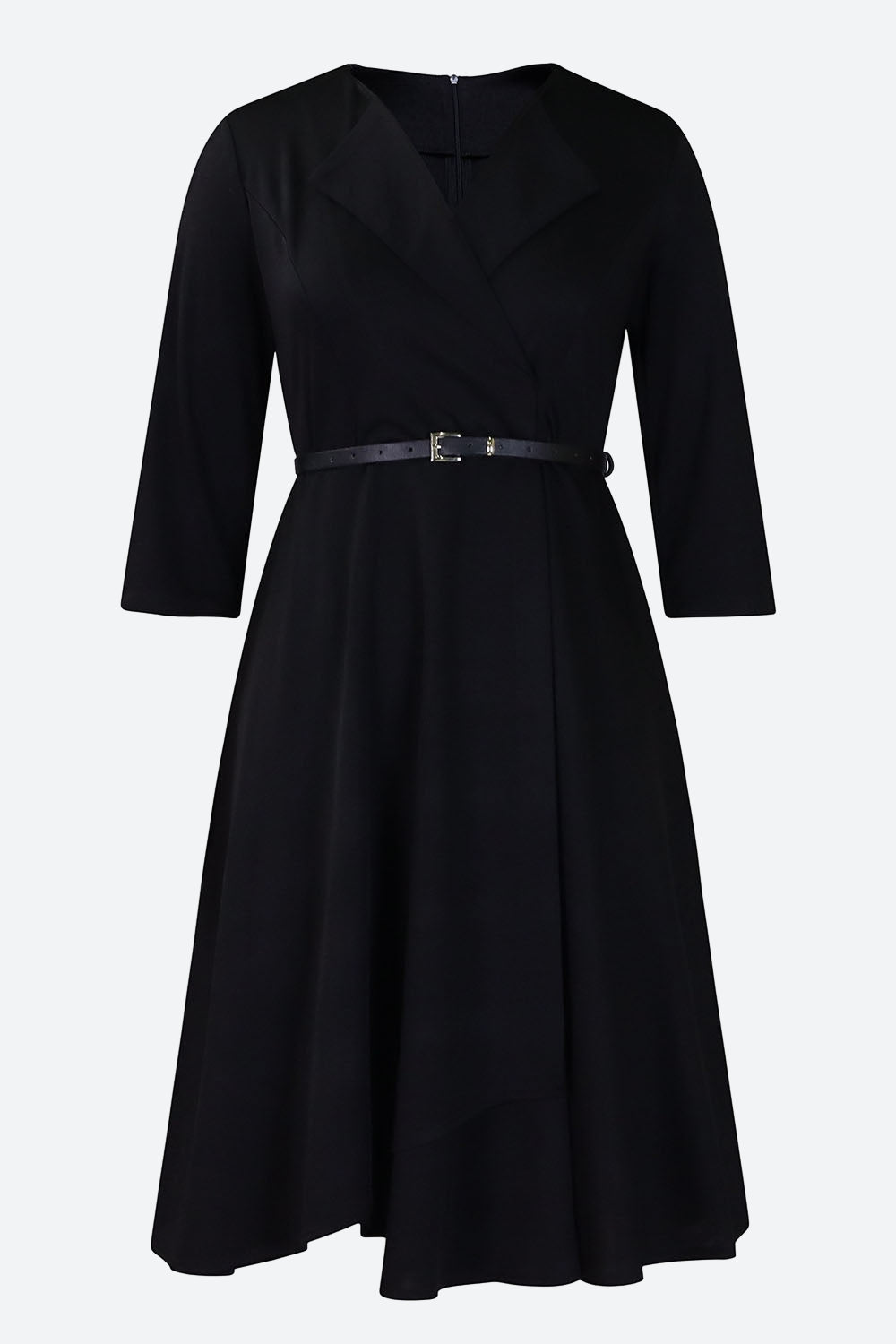Three-Quarter Sleeve Ruched Waist Dress Lavish Daily