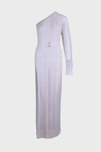 One Shoulder Crochet Split Knitted Dress Lavish Daily