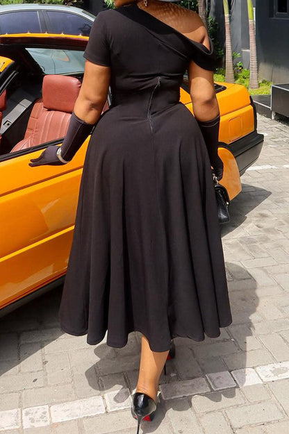 Plus Size Asymmetrical Cutout A-Line Midi Dress Lavish Daily