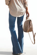 Denim Flare Leg Boyfriend Jeans Lavish Daily