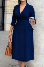Double-Breasted Blazer Dress with Long Sleeves Lavish Daily