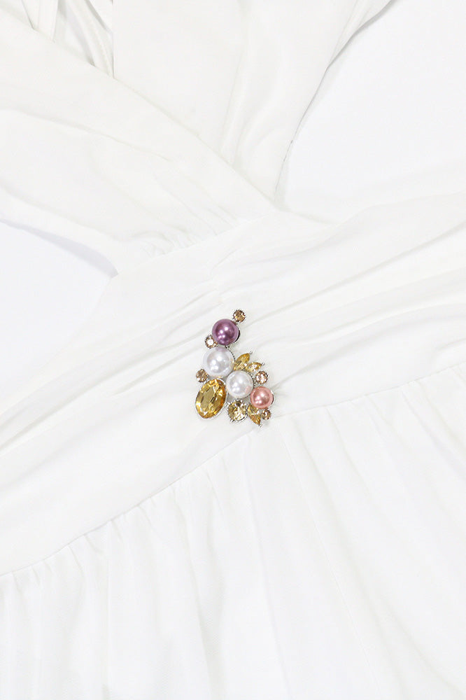 V-Neck Backless Sheer Jumpsuit Lavish Daily