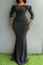 Square Neck Long Sleeve Bodycon Maxi Dress Lavish Daily