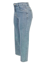 Rhinestone Straight-Leg Denim Jeans Lavish Daily