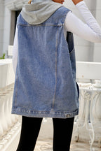 Vintage Denim Vest with Detachable Hood Lavish Daily