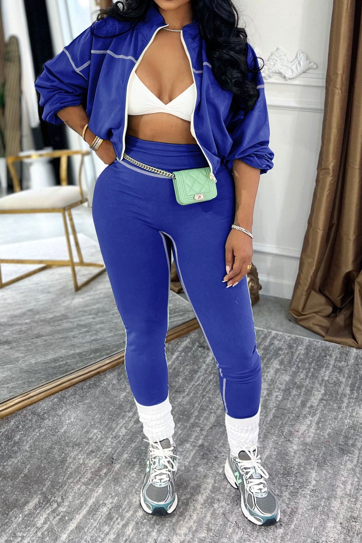 Contrast Stitch Zip-Up & Legging Set Lavish Daily