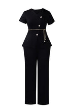 Short Sleeve Asymmetric Blazer Trouser Set Lavish Daily