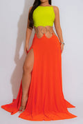 Sexy Tie-Back Open Back High Slit Dress Lavish Daily