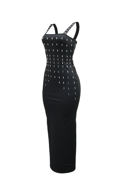 Rhinestone Embellished Strappy Maxi Dress Lavish Daily