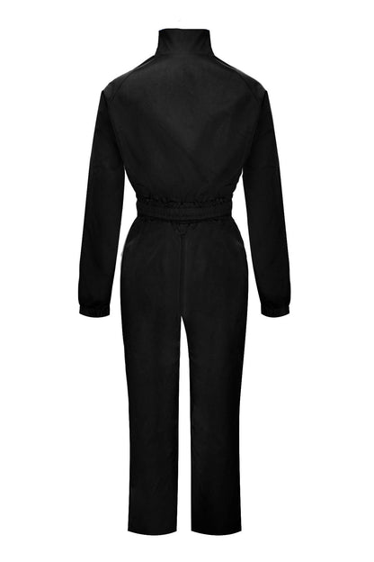 Zip-Front Piped Top & Wide-Leg Pants Set Lavish Daily