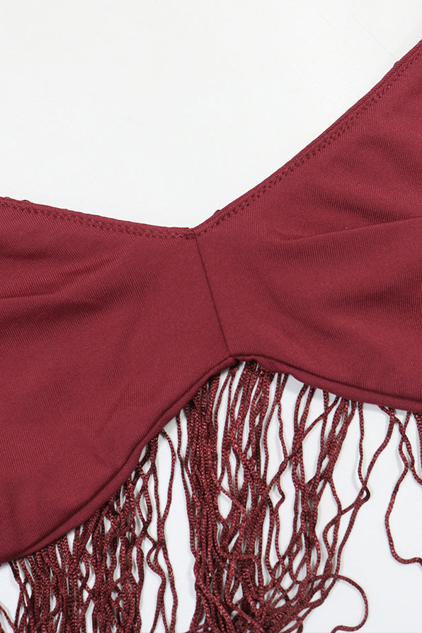 Asymmetric Fringe Halter Skirt Set Lavish Daily
