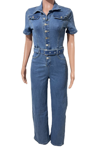 Elegant Wide-Leg Denim Jumpsuit Lavish Daily