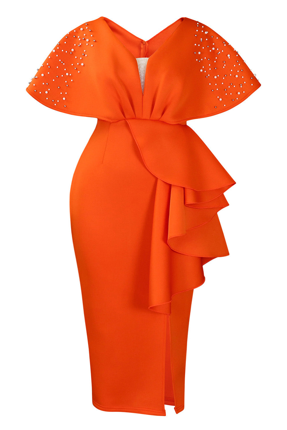 Beaded Ruffled Split Party Dress Lavish Daily