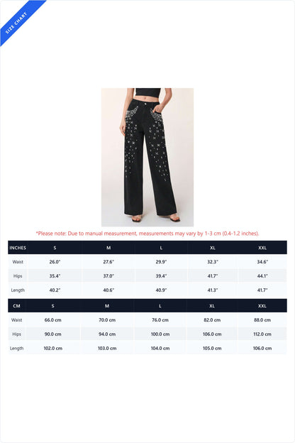 Pearl & Rhinestone Embellished Wide Leg Jeans LavishDaily