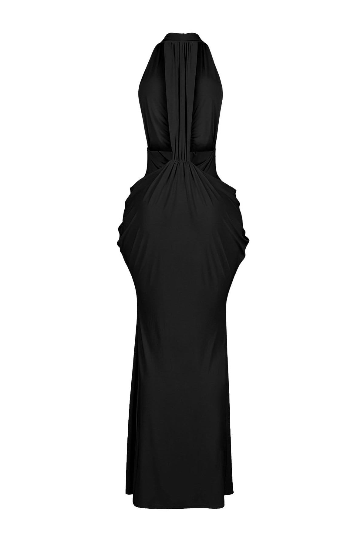 Plunging Halter Beaded Cutout Maxi Dress Lavish Daily