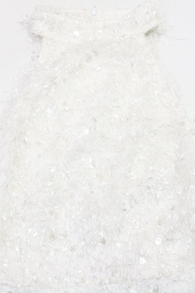 Sequin Embellished Textured Halter Mini Dress Lavish Daily