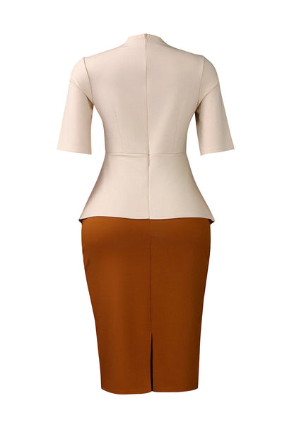 Elegant Tie-Neck Puffy Sleeve A-Line Midi Dress Lavish Daily