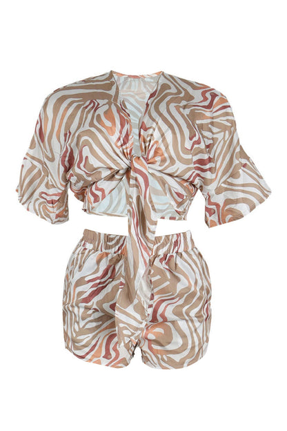 Printed Batwing Sleeve Loose Two-Piece Set Lavish Daily