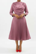 Solid Pleated Plus Size Midi Dress Lavish Daily