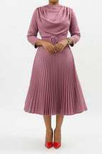 Solid Pleated Plus Size Midi Dress Lavish Daily