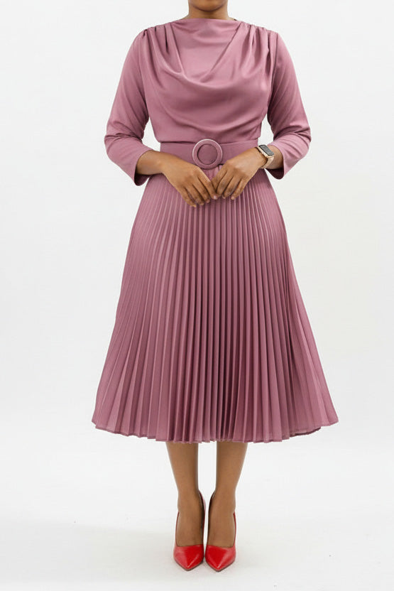 Solid Pleated Plus Size Midi Dress Lavish Daily