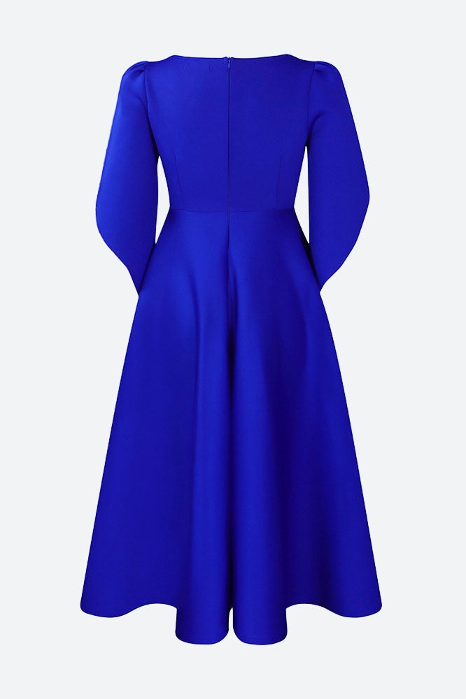 Elegant 3/4 Petal Sleeve Long Midi Dress Lavish Daily