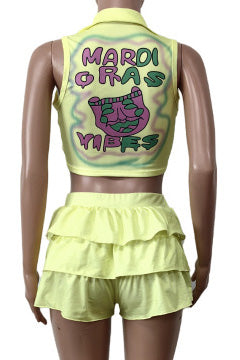 Stretch Ruffled Shorts 2pc Set Lavish Daily