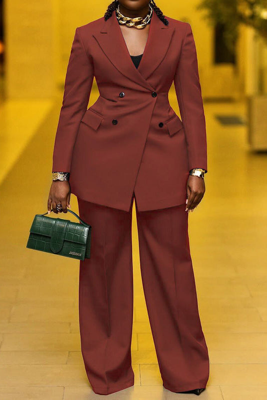 Blazer Lapel Collar & Pants Set Lavish Daily
