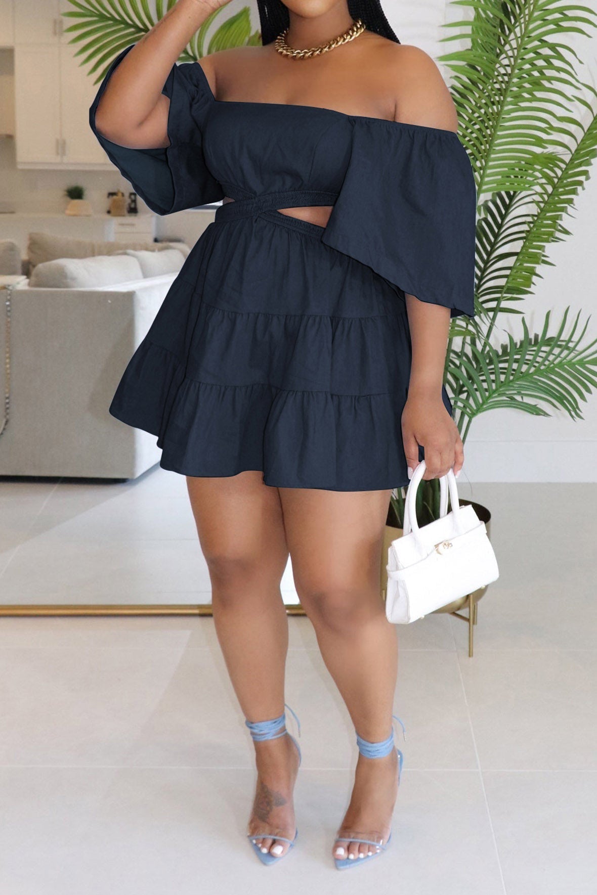 Off-the-Shoulder Cut Out Mini Dress Lavish Daily